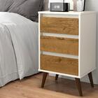 Conjunto De 2 Mesas De Cabeceira Mundo Retrô  Off White Freijo