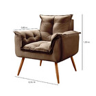 Conjunto De 2 Poltronas + 2 Puff Opala Veludo Marrom Castor -