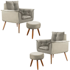 Conjunto De 2 Poltronas + 2 Puff Opala Veludo - Star Confort