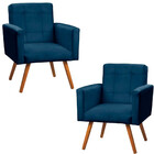 Conjunto De 2 Poltronas Decorativas Sabrina Em Veludo Azul St