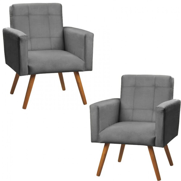 Conjunto De 2 Poltronas Decorativas Sabrina Veludo Star Confo