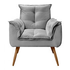 Conjunto De 2 Poltronas E 2 Puff Opala Veludo Cinza Chumbo St