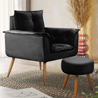 Conjunto De 2 Poltronas E 2 Puff Opala Veludo Preto Star Conf