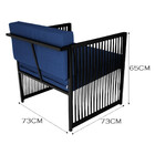 Conjunto De 2 Poltronas E Mesa De Centro Quadrada Com Tampo D