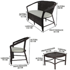 Conjunto De 2 Poltronas E Namoradeira Assento Estofado Com Me