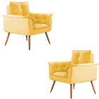 Conjunto De 2 Poltronas Opala Veludo Amarelo - Speciale Home