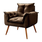 Conjunto De 2 Poltronas Opala Veludo Marrom Chocolate - Speci