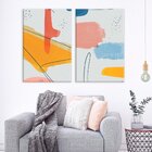 Conjunto De 2 Telas Decorativa Abstrato Color