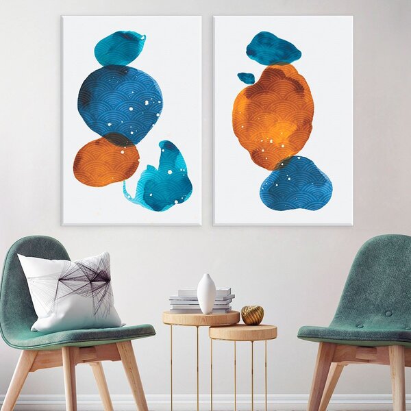 Conjunto De 2 Telas Decorativa Abstrato Premium