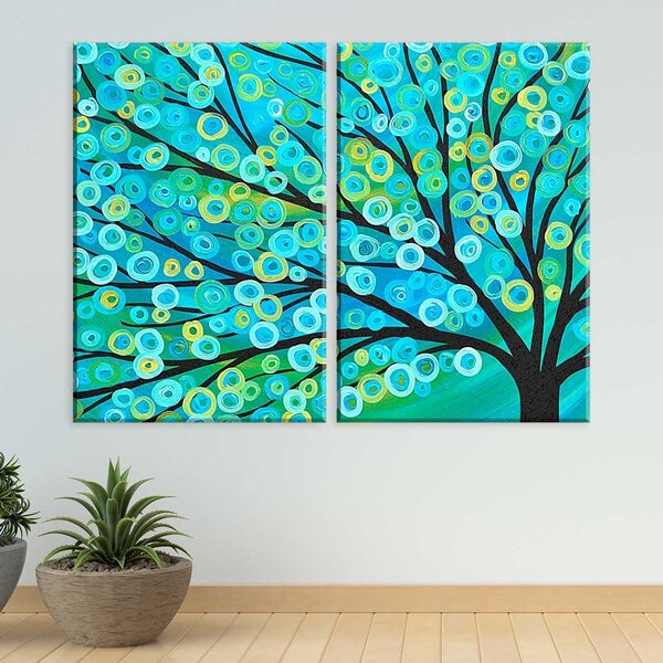 Conjunto De 2 Telas Decorativa Arvore Da Vida