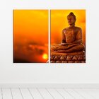 Conjunto De 2 Telas Decorativa Buda Amarelo