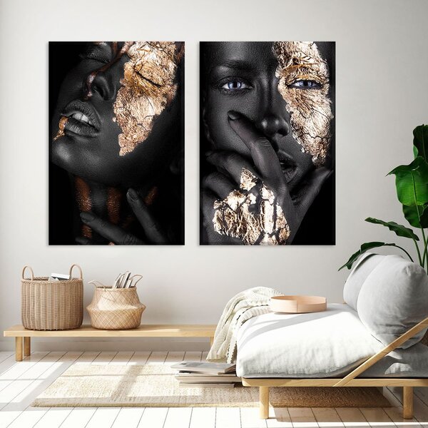 Conjunto De 2 Telas Decorativa Fashion Gold