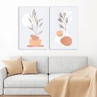 Conjunto De 2 Telas Decorativa Flor Abstrato