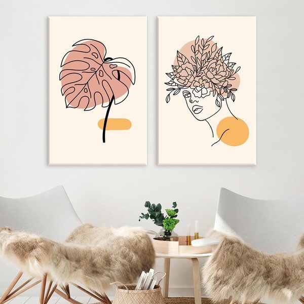 Conjunto De 2 Telas Decorativa Minimalista