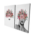 Conjunto De 2 Telas Decorativa Mulher Floral Black Mouth