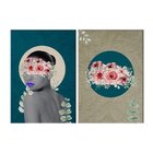 Conjunto De 2 Telas Decorativa Mulher Floral Flores Rosas
