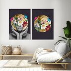 Conjunto De 2 Telas Decorativa Mulher Floral Gold Moon