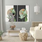 Conjunto De 2 Telas Decorativa Mulher Floral Orange Mouth