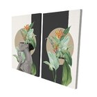 Conjunto De 2 Telas Decorativa Mulher Floral Orange Mouth