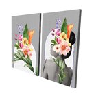 Conjunto De 2 Telas Decorativa Mulher Floral Plantas E Flores