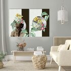 Conjunto De 2 Telas Decorativa Mulher Floral Silver Moon