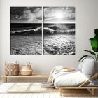 Conjunto De 2 Telas Decorativa Ondas Preto E Branco