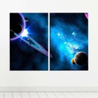 Conjunto De 2 Telas Decorativa Universo