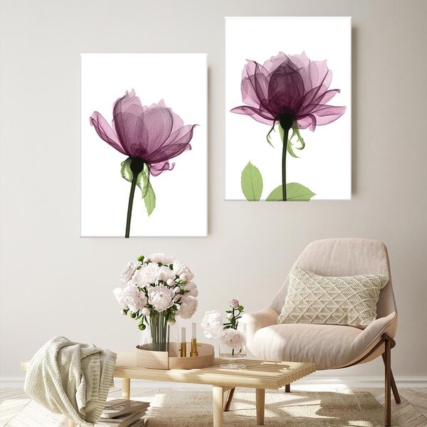 Conjunto De 2 Telas Decorativas Flores