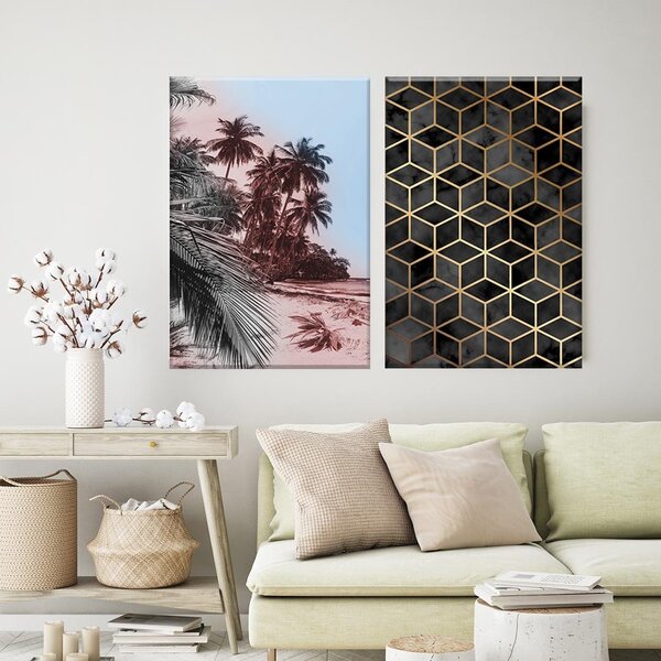 Conjunto De 2 Telas Decorativas Geometric