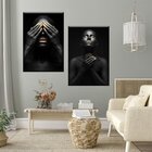 Conjunto De 2 Telas Decorativas Mulheres Gold