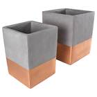 Conjunto De 2x Cachepots Quadrados Cimento Gv0008 St2170