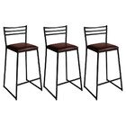 Conjunto De 3 Banquetas Alta Lisboa De Aço De Carbono