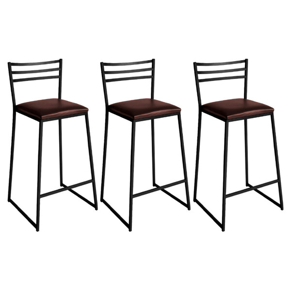 Conjunto De 3 Banquetas Alta Lisboa De Aço De Carbono