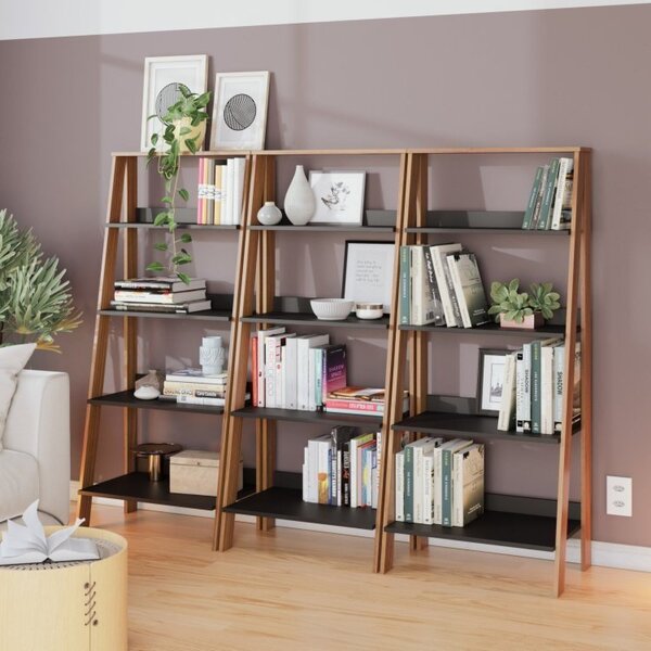 Conjunto De 3 Estantes Para Livros Escada Biblioteca 140x61cm