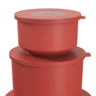 Conjunto De 3 Potes Hoop 8 3x19 6x11cm Vermelho Goiaba Coza