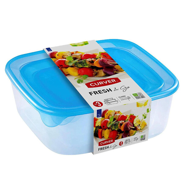 Conjunto De 3 Potes Quadrados 0.25 L -0.8 L -1.7 Litros Curve