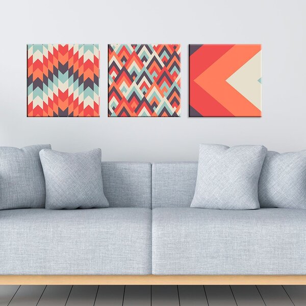 Conjunto De 3 Telas Decorativas Em Canvas Abstrato Color Único
