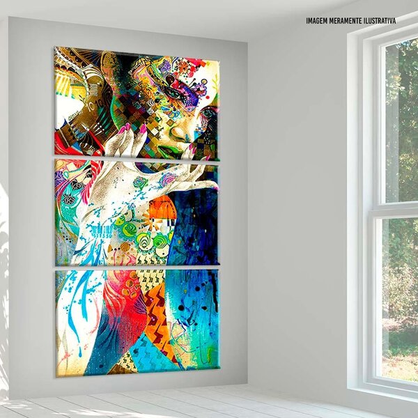Conjunto De 3 Telas Decorativas Em Canvas Arte Abstrata