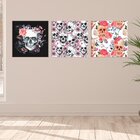 Conjunto De 3 Telas Decorativas Em Canvas Caveiras Único
