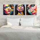Conjunto De 3 Telas Decorativas Em Canvas Faces Único