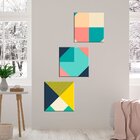 Conjunto De 3 Telas Decorativas Em Canvas Geometric Color Úni