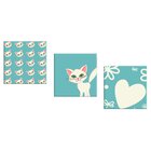 Conjunto De 3 Telas Decorativas Em Canvas Love Baby Cat Único