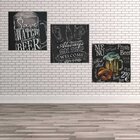 Conjunto De 3 Telas Decorativas Em Canvas Menu Único