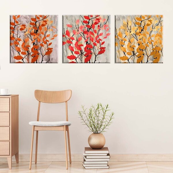 Conjunto De 3 Telas Decorativas Em Canvas Multicolor Flowers