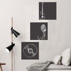 Conjunto De 3 Telas Decorativas Em Canvas Music Único