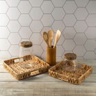 Conjunto De 3 Utensílios De Bambu 30x6 Cm E 1 Suporte 6,5-8 X