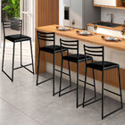 Conjunto De 4 Banquetas Alta Lisboa De Aço De Carbono