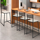 Conjunto De 4 Banquetas Alta Lisboa De Aço De Carbono