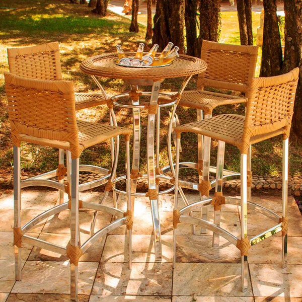 Conjunto De 4 Banquetas Madri E Bistrô Com Balde Em Alumínio