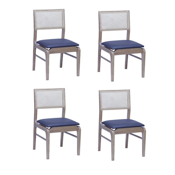 Conjunto De 4 Cadeiras Em Madeira Maciça E Encosto Emtela Val